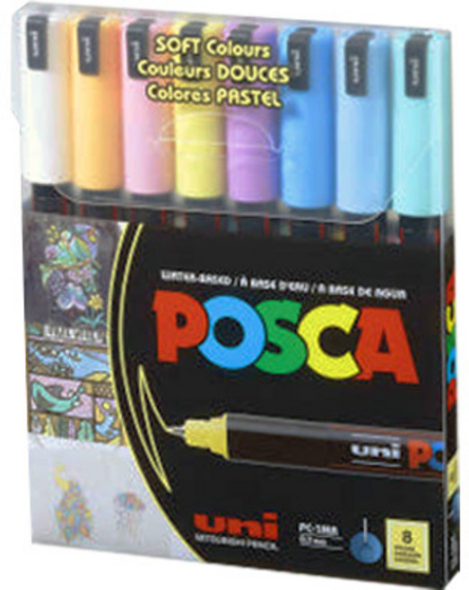 UNI 미쯔비시 유니 포스카 마카펜 PC-1MR 소프트 8색세트