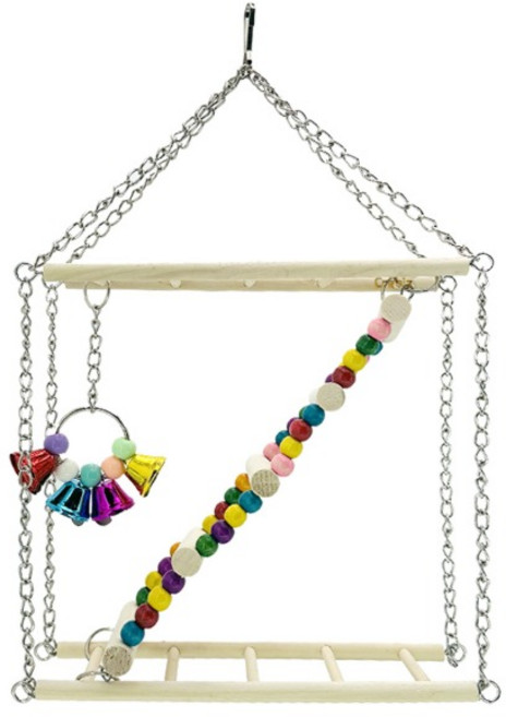 2층 사다리 소형 앵무새 놀이터 장난감 모란 유리 사랑새 코뉴어, 1개