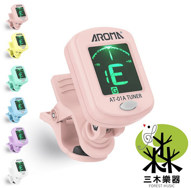 AROMA AT-01A 夾式調音器 適用於吉他 烏克麗麗 貝斯 小提琴 多色可選, 黑, 1個