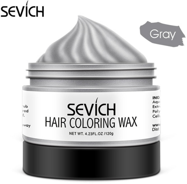 Sevich 패션 임시 헤어 왁스 염색 크림 스타일링 포마드 블루 컬러 강한 여성 및 남성 10 색, [02] Grey, 120g, 1개