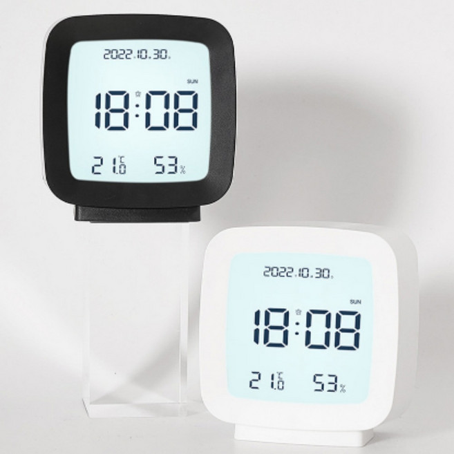 퓨어 미니탁상시계 디지털 온습도 소형 욕실 방수 흡착, 2286스퀘어탁상시계 화이트, 일상공장 2286스퀘어탁상시계 화이트