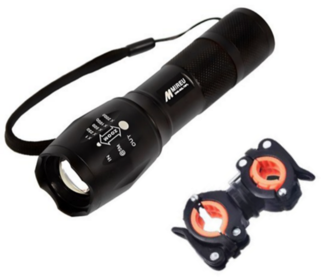 MIREU LED 줌 라이트 손전등 DNS-XML-T6PL, 블랙, 1개