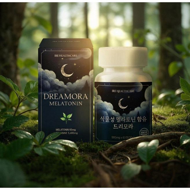 드리모라 식물성 멜라토닌 2mg 타트체리 함유 수면 영양 보충, 1개, 60정