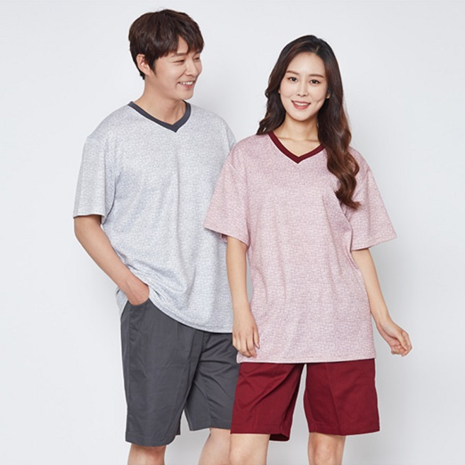 베스터 (Bester) 찜질 복 (마사지 옷) 431 432 세트 / 브이(V) 넥 상의 반팔 티 TC 하의 반 바지
