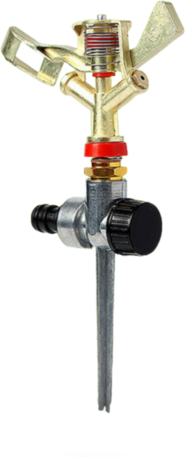 [낭만스토어] 360도 회전 자동 가드닝 스프링클러 2구 지면 삽입형 잔디 텃밭 농사용 관수 시스템, 실버, 1개