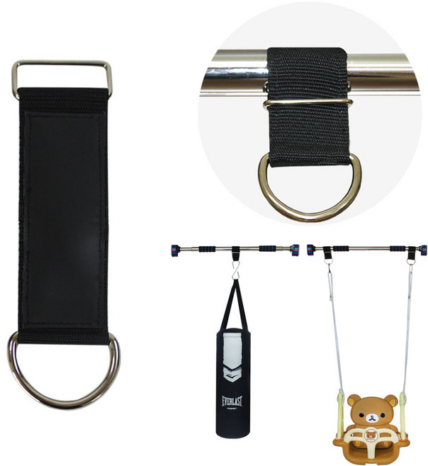 태화사 논슬립 X밴드 멀티 스트랩 고정벨트 철봉 그네 헤비백 걸이 고리, 블랙