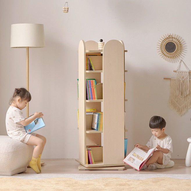 라자가구 베니 E0 키즈 4단 회전 책장 이동형 유아 책꽂이 교구장, 4단 회전 책장(기본형), 내추럴
