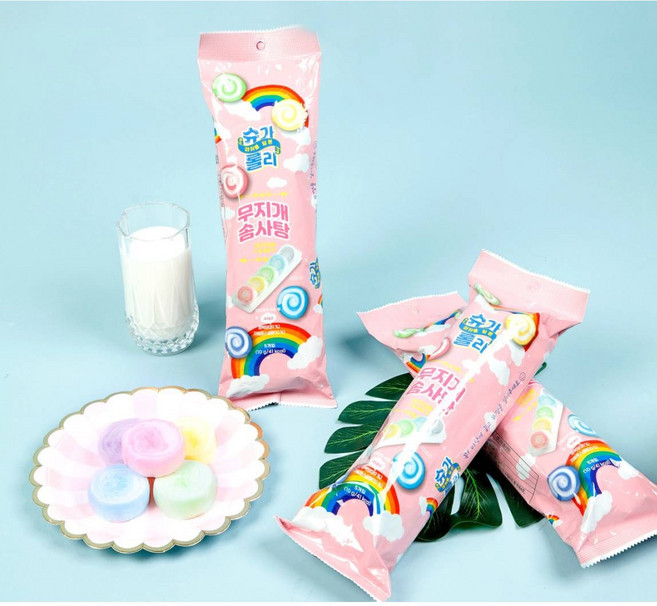 마카롱 무지개 솜사탕 다섯가지 맛 화이트데이 선물 어린이집 간식, 10g, 1개