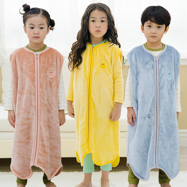 꾸미 초등 곰 자수 퍼 수면조끼 아동수면조끼