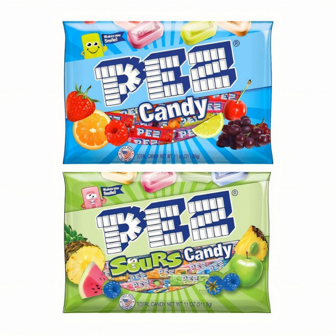 페즈 캔디 PEZ Candy+ Sour Candy 벌크 리필용, 2개, 311.8g