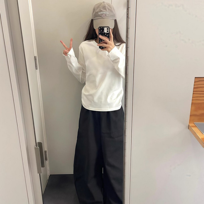 女款純棉長袖T恤 基礎純色內搭上衣 早春秋冬百搭
