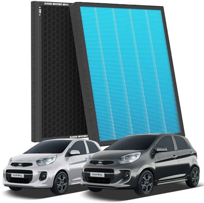 1+1 PM 0.3 에어컨필터 활성탄 블루 초미세먼지, 2개, 모닝 TA (04~16) [FCP-06]