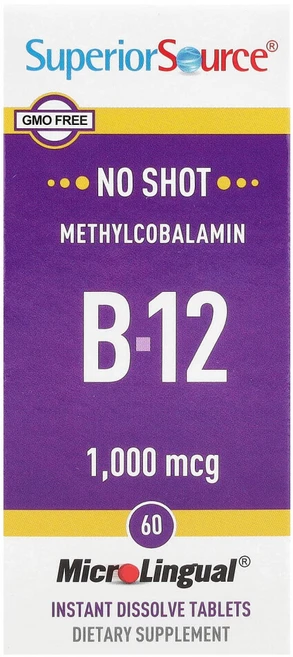 슈페리어소스 메틸코발라민 B-12 1000mcg MicroLingual 빠른 용해 정제 60정, 1개 - 쿠팡