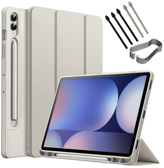 갤럭시탭S10 플러스 울트라 호환 북커버 케이스 S펜슬 수납 S10+ Ultra 삼성 케이스나라, 실버, 1개