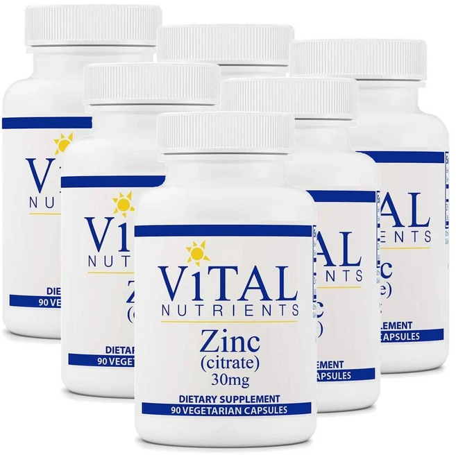바이탈 뉴트리언츠 아연 시트레이트 30mg 캡슐 Vital Nutrients Zinc Citrate, 6개, 90정 - 쿠팡