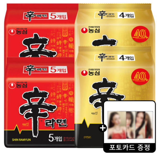농심 신라면 10개 + 신라면 골드 8개 + 에스파 포토카드 1세트, 농심 신라면 10개 + 골드 8개
