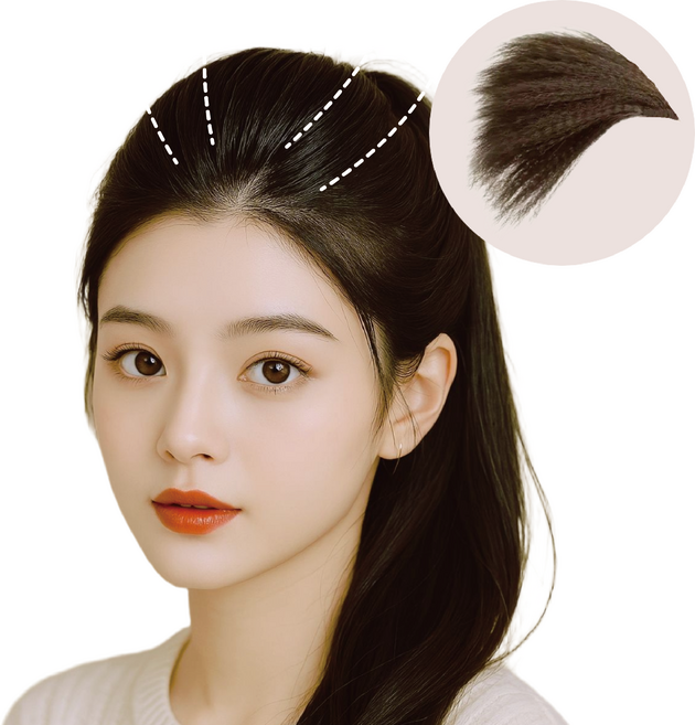 CRDY 부분가발 볼륨 헤어피스 후까시 똑딱핀 14cm 꼬리빗 세트, 1개, 라이트브라운