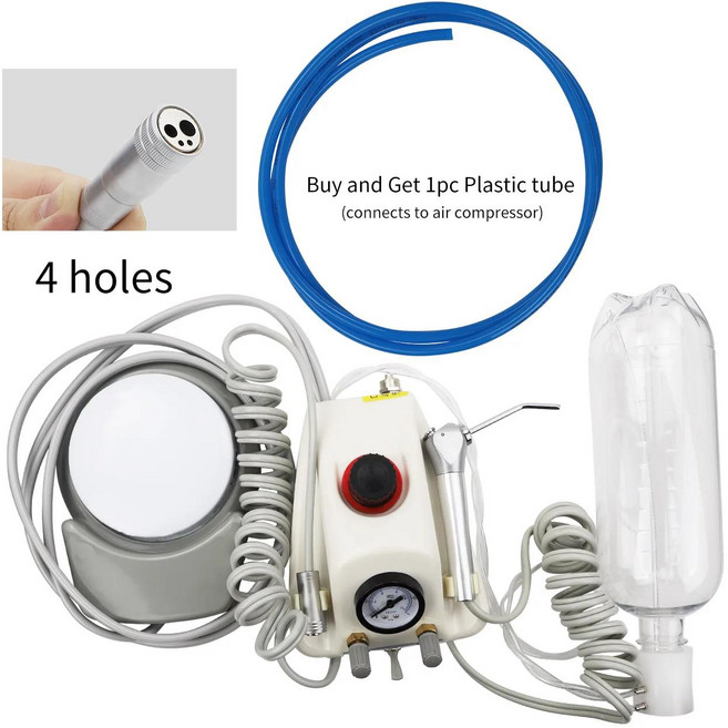 휴대용 치과 공기 터빈 장치 공기 압축기 주사기와 함께 작동 2/4 구멍 치아 미백 치과 장비 플라스틱 쉘, 02 4Holes, 1개