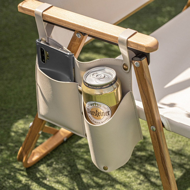 캠핑 의자 사이드 포켓 팔걸이 싸이드 수납 컵홀더 체어 주머니, 21 X 17cm, 1개, 베이지