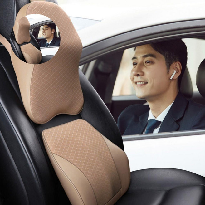 자동차목쿠션 차량쿠션 장거리 운전 허리 베개 등받이, 목쿠션 레드와인