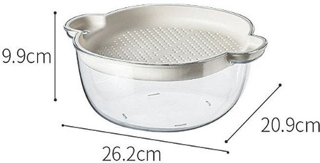 과일세척바구니 손잡이채반 채반소쿠리 1개 있는 뚜껑 물빠짐 바구니-화이트 사각, B. 흰색 대형 커버