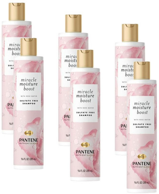 팬틴 미라클 모이스쳐 부스트 로즈워터 샴푸 Pantene Miracle Moisture Boost Shampoo, 6개, 285ml