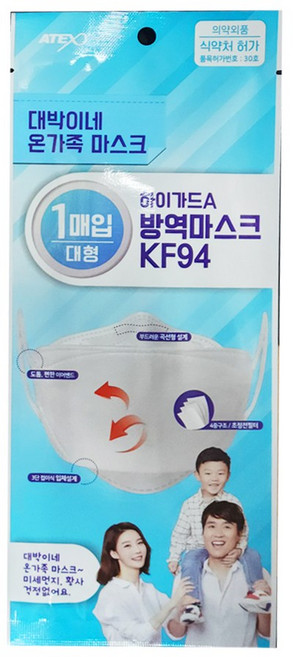 유한킴벌리 크린가드수프림스마트황사마스크[(흰색)KF94(대형)1매], 1매입, 1개, 흰색