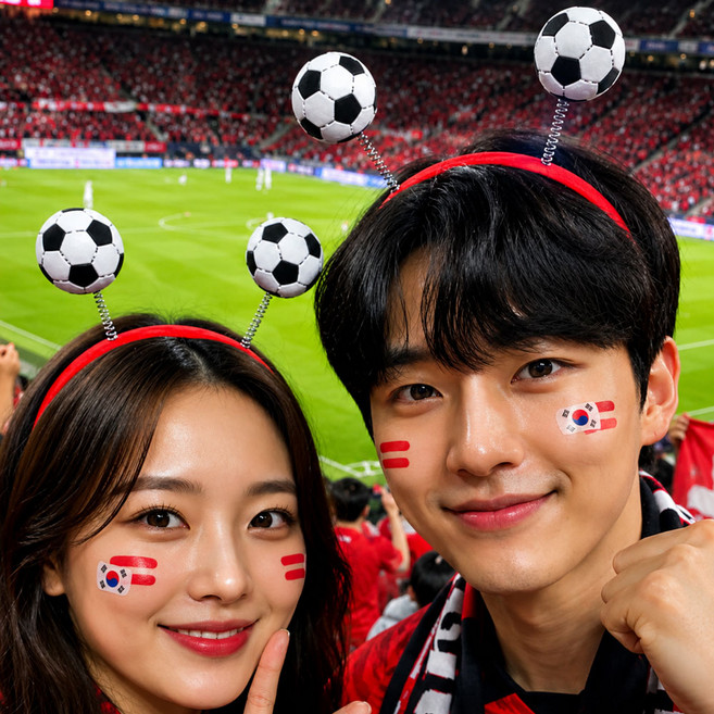 축구공 헤어밴드 레드 스포츠관람 단체응원 경기코디 이벤트응원 소품, 1개, 단품