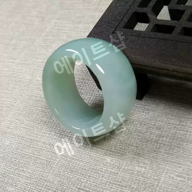 남녀공용 천연 비취 옥반지 와이드 패션링 옥가락지 혼주반지 한복반지