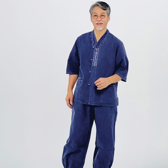 백제봉 생활한복 여름 7부 전통문양 저고리 바지 한벌 개량한복 세트 남자 남성 여자 여성 5색상