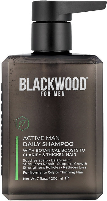 Blackwood For Men Active Man 데일리 샴푸 중성 및 지성 모발 또는 가는 모발용 200ml(7fl oz), BlackwoodForMenActiveMan데일리샴푸중, 1개, 200ml