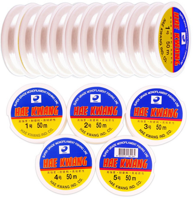 투명 칼라 스판 낚싯줄 일반 낚시줄 비즈 구슬꿰기 미술 공예용, 일반(50m) 5호, 10개