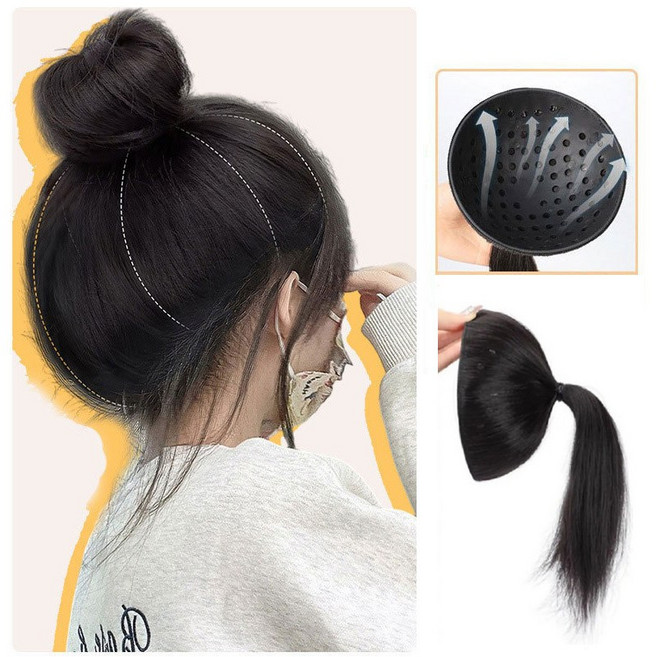 커버원 올리머리 뒷머리 포니테일 볼륨업 커버 부분 가발, 1개, 블랙