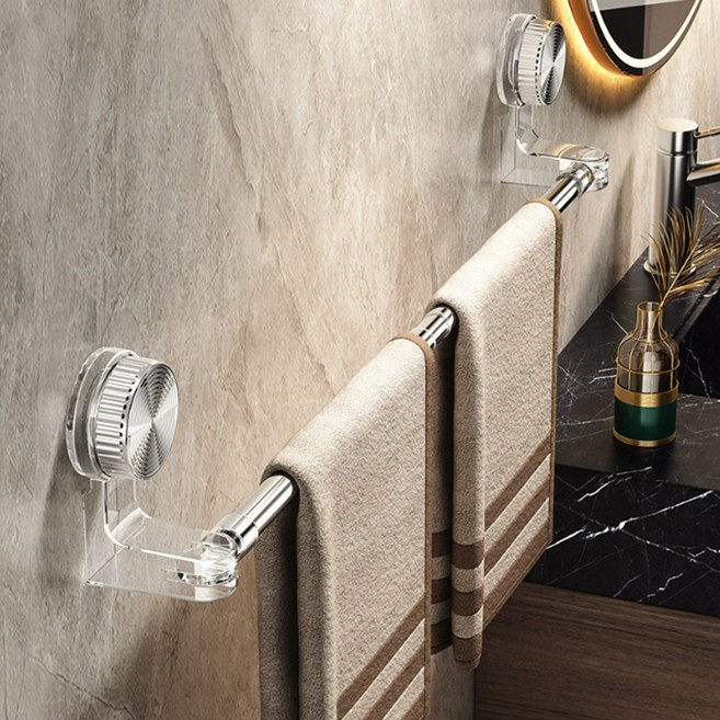 마벨인홈 무타공 길이조절 180도 흡착식 욕실 수건걸이, 1개, 투명