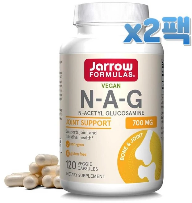 자로우포뮬러스 NAG 700mg N-아세틸-D-글루코사민 식물성 캡슐 120정 x 2, 2개 - 쿠팡