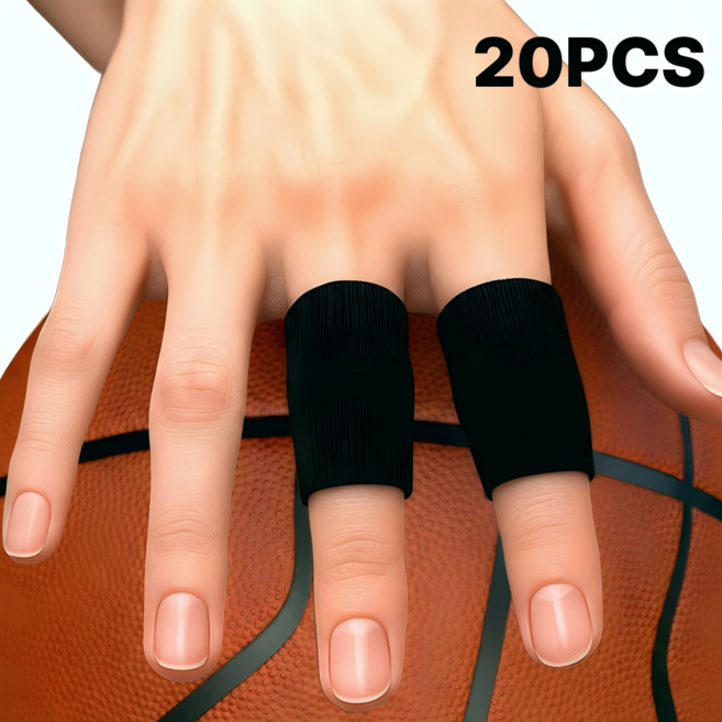 농구 배구 탁구 스포츠용 관절 보호 고탄성 손가락 보호대 핑거밴드 20개 세트, 블랙, 1세트