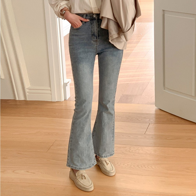 쏘옷 여성용 3단기장 롱레그 스판 부츠컷 데님 팬츠 ~XXL까지 3color