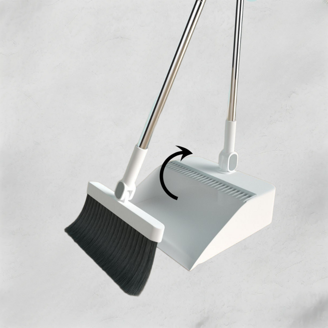 탑픽 롱 스텐딩 빗자루 세트, 화이트&그레이, 1개