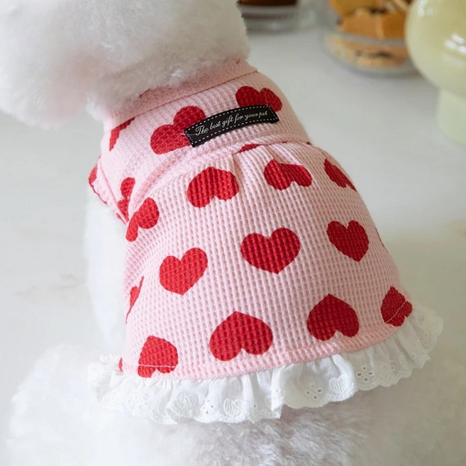 한세팩토리 하트 프릴 강아지원피스, 1개, 핑크