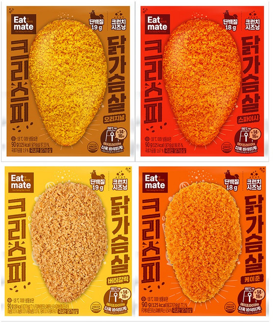 [랭킹닭컴] 잇메이트 크리스피 닭가슴살 4종 혼합구성, 52개, 90g