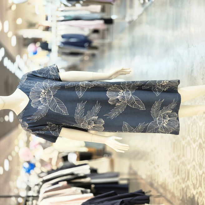 비비안 폴리스판 주름지 플라워나염 여성원피스 홈웨어 잠옷