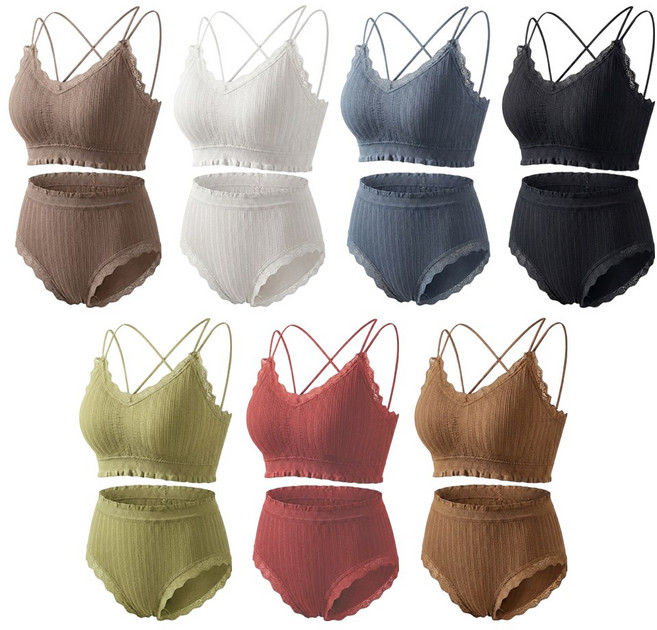 데일리프렌즈 브라팬티 세트 프릴 브라 7종 + 팬티 7종 세트 노와이어 여성 골지 프릴