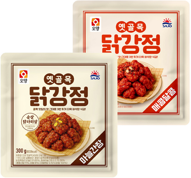 사조오양 옛골목 닭강정 마늘간장 300g + 매콤달콤 300g, 2개