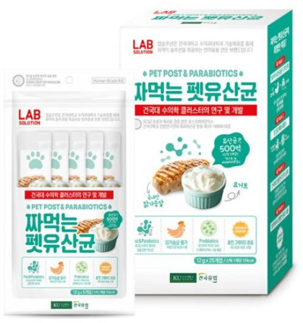 건국대 건국유업 짜먹는 펫유산균 1박스(12g x 25개입), 닭, 12g, 25개