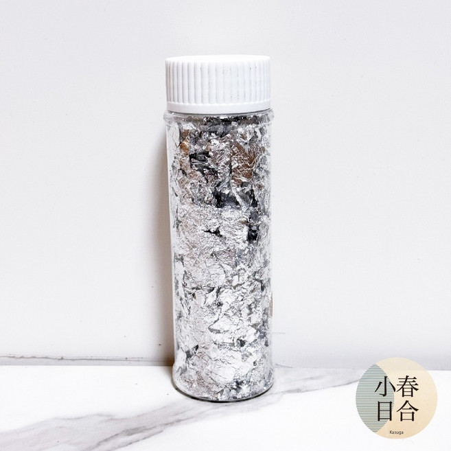 小春日合 裝飾金箔/銀箔/玫瑰金 罐裝 手作蠟燭裝飾材料, 1個, 銀箔