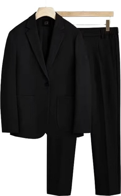 ASURE 남성 봄 가을 캐주얼 자켓 루즈핏 양복 투피스 남성 상하 세트