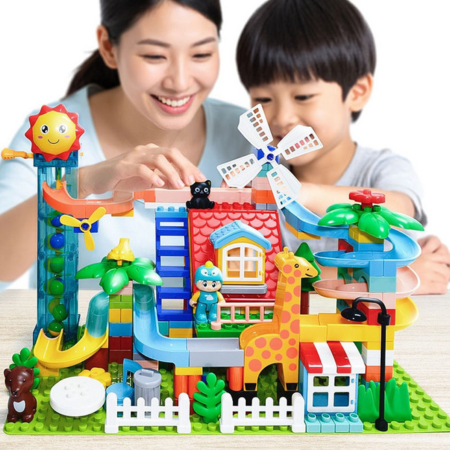 마블런 구슬블럭 동물 유치원 레고 듀플로 호환 레일블럭, 1개