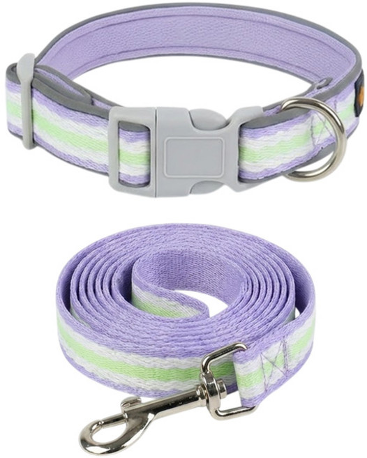 해피펫밀리 파스텔 목줄 리드줄 세트, 퍼플, 1개