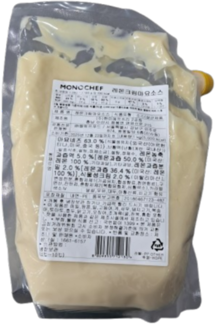 레몬크림마요소스 1kg 크림새우 드레싱 브런치 샐러드 새우 튀김 모노마트 마로푸드, 24개