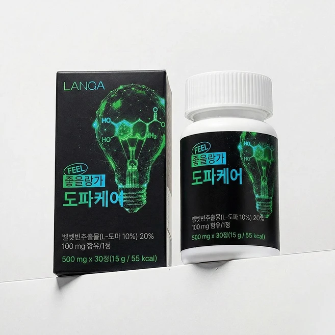 랑가 도파케어 벨벳빈추출물 L-도파 식물성 원료, 30정 - 쿠팡